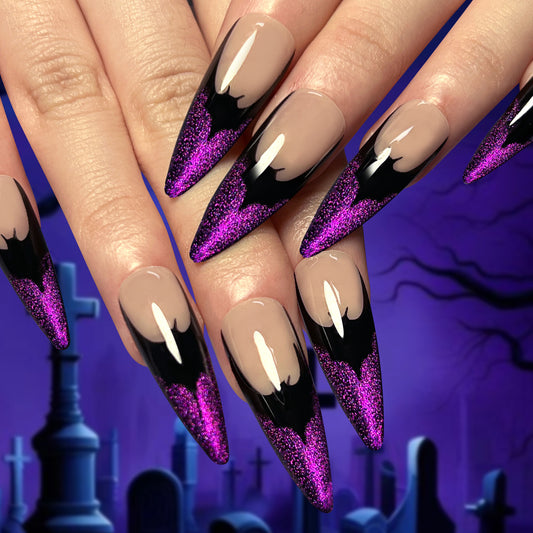 Purple Bat French Tip-Coffin Large HW24LF04